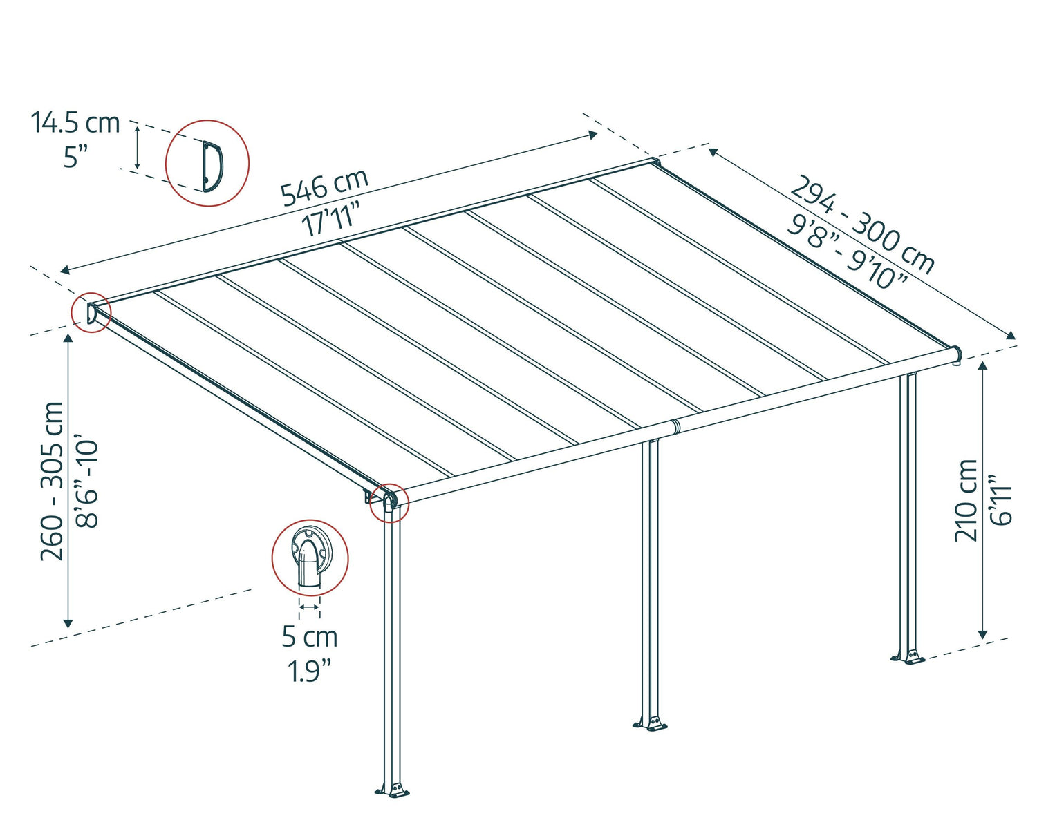 Olympia 10' x 18' Patio Cover