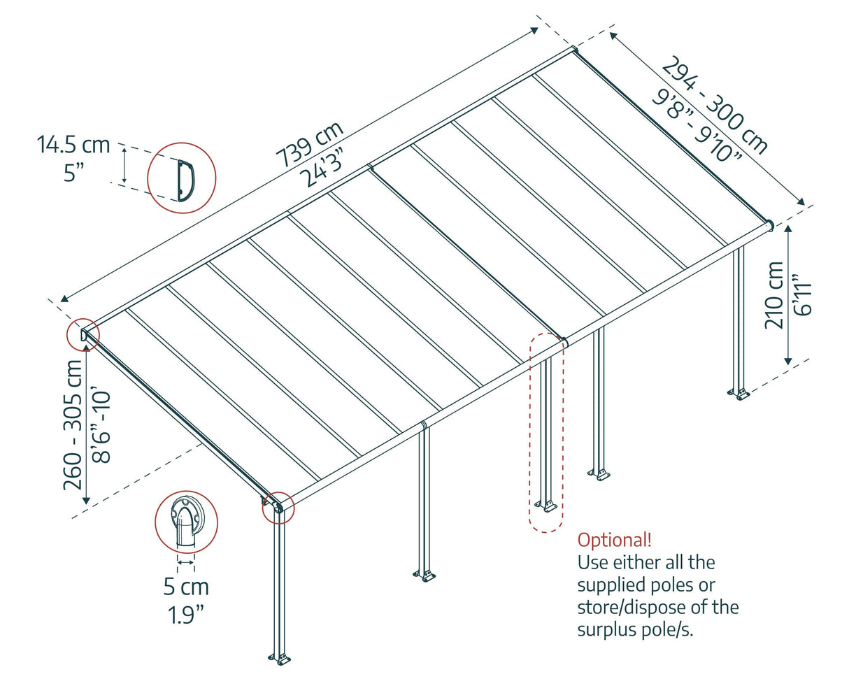 Olympia 10' x 24' Patio Cover