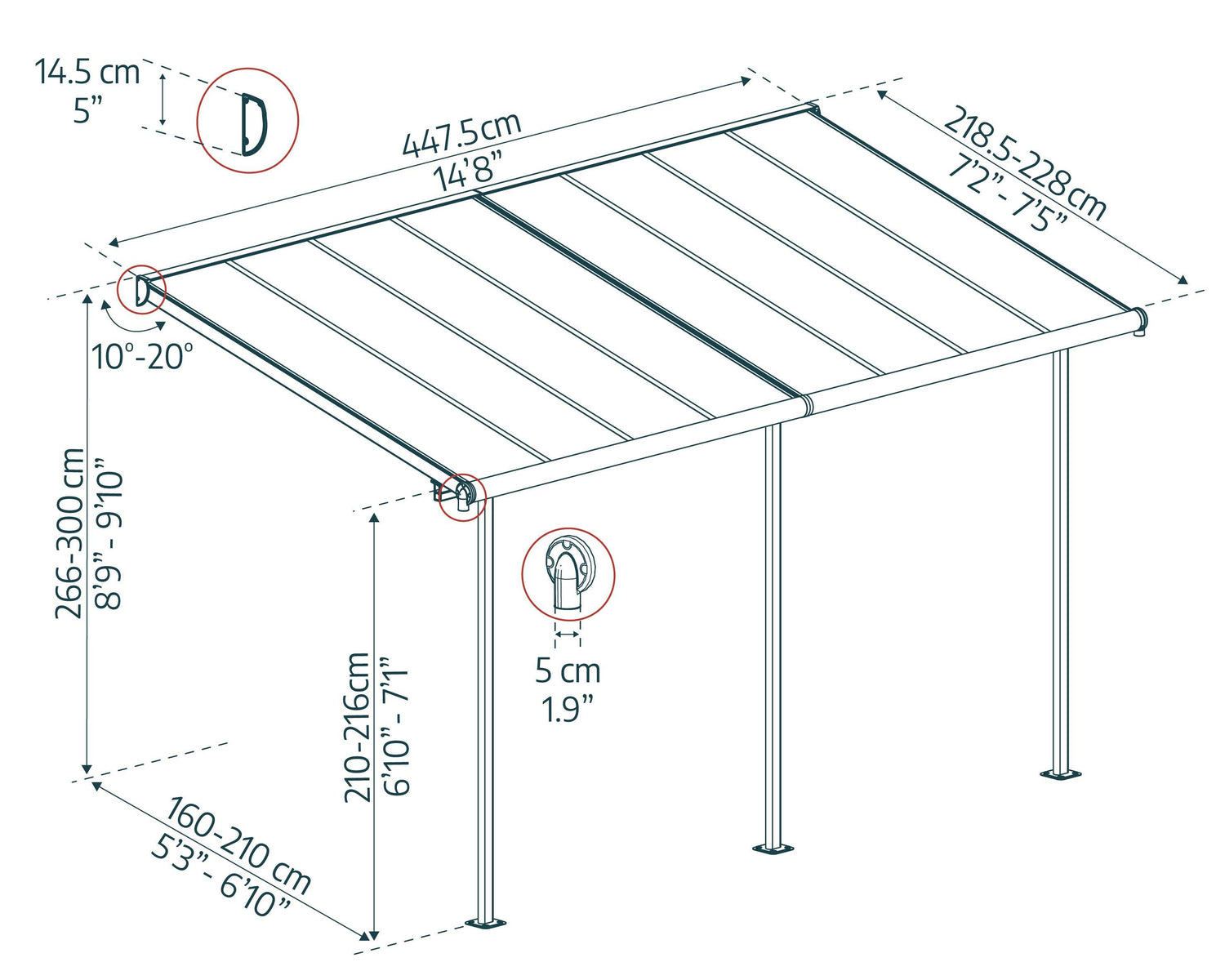 Sierra 7.5' x 15' Patio Cover