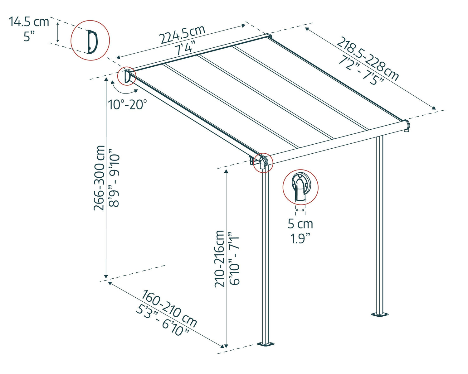 Sierra 7.5' x 7.5' Patio Cover