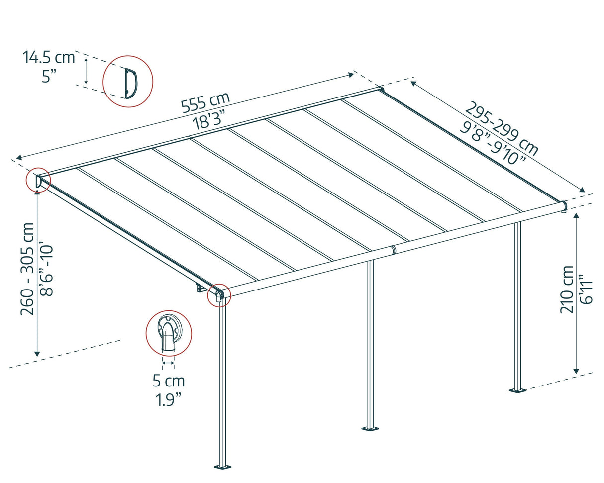 Sierra 10' x 18' Patio Cover