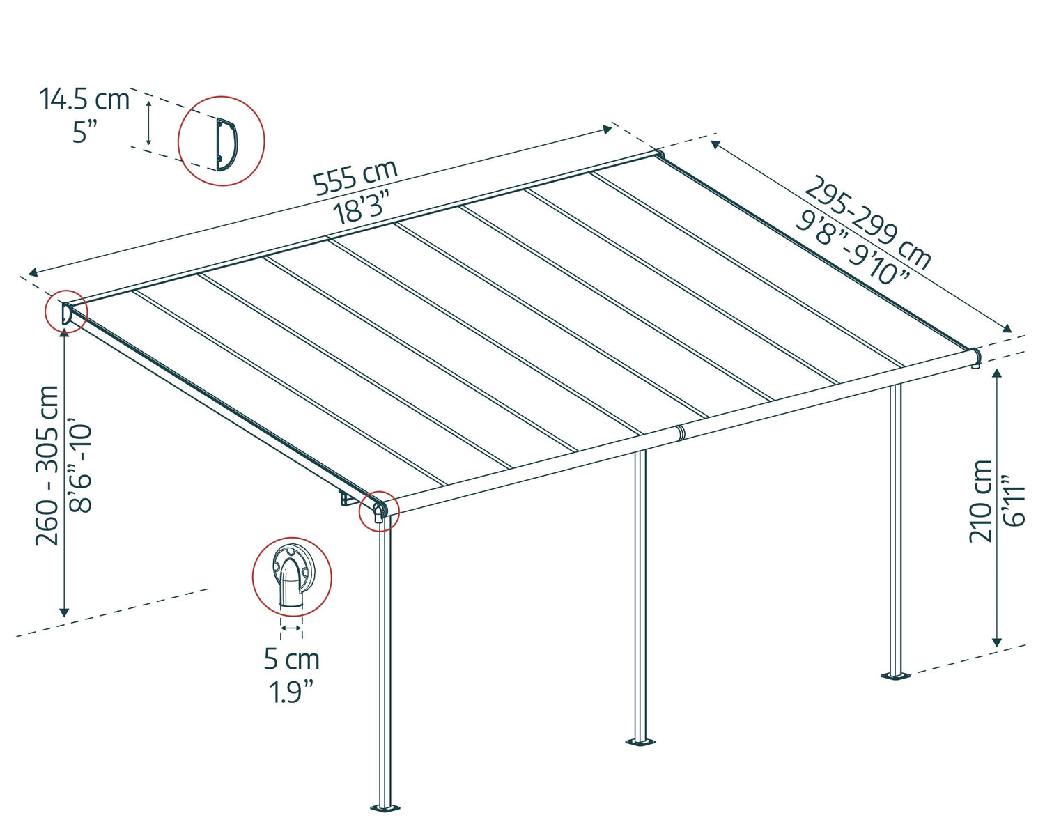 Sierra 10' x 18' Patio Cover