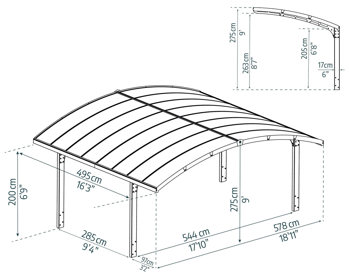 Arizona Wave 16x19 Carport Arch-Style