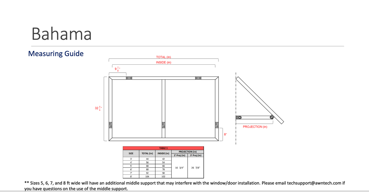 Bahama 3 ft. (44") Wide Metal Awning