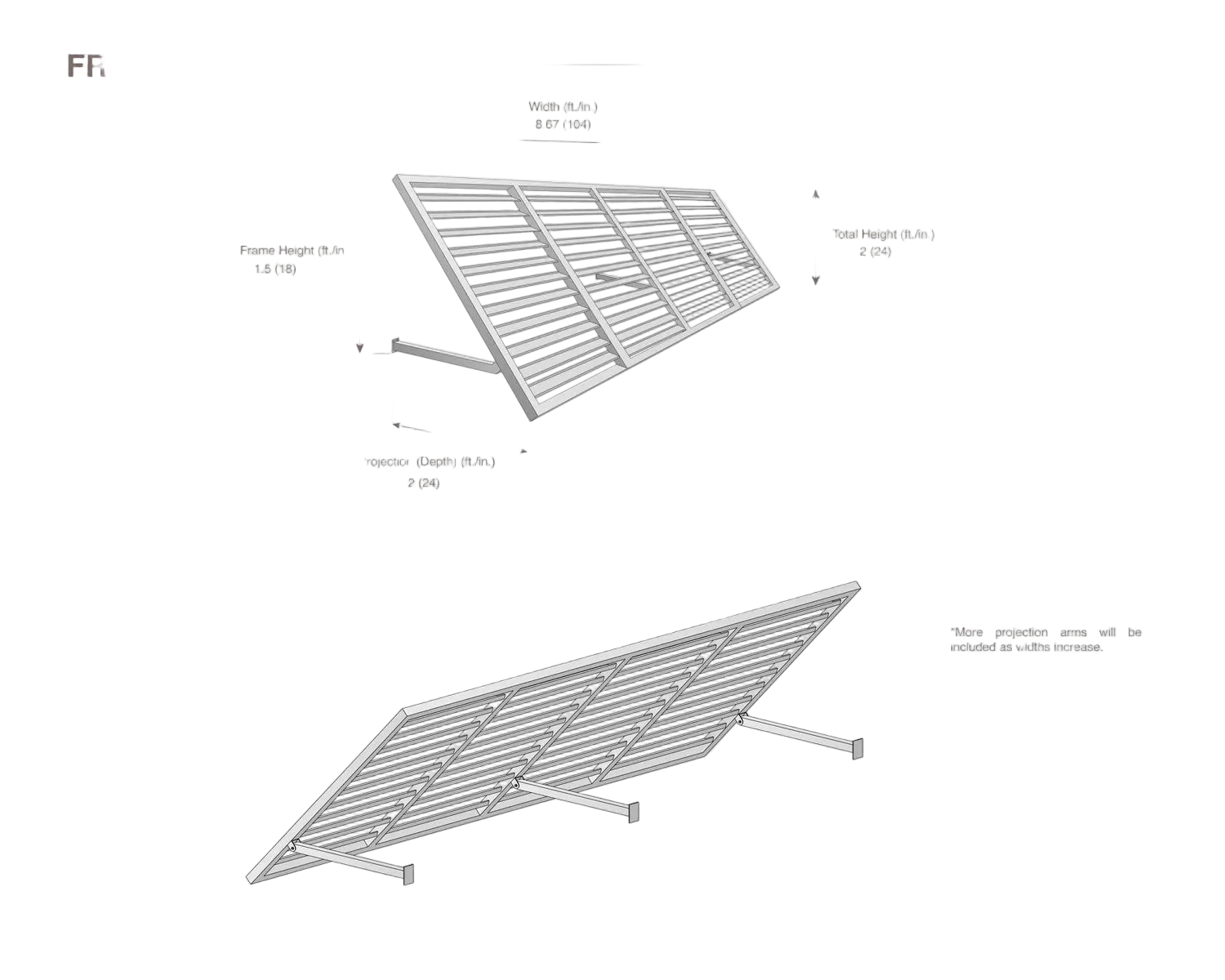 Bahama 8.67 ft. (104“) Wide Metal Awning