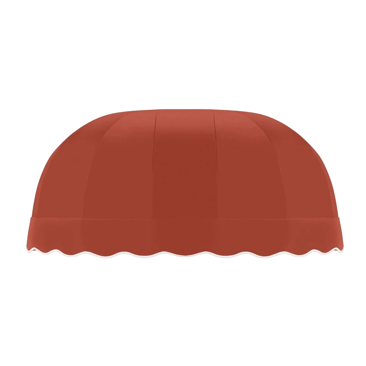 chicago Red awning with scalloped edge on a white background
