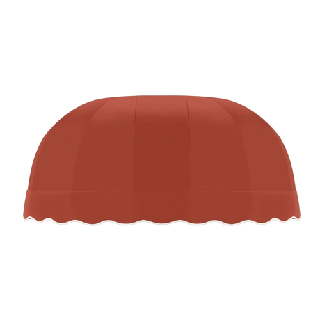 chicago Red awning with scalloped edge on a white background