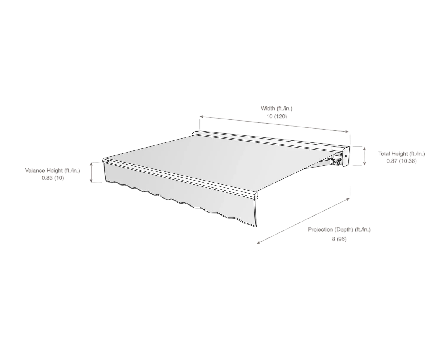Destin 120" (10.38ft) Wide Fabric Awning