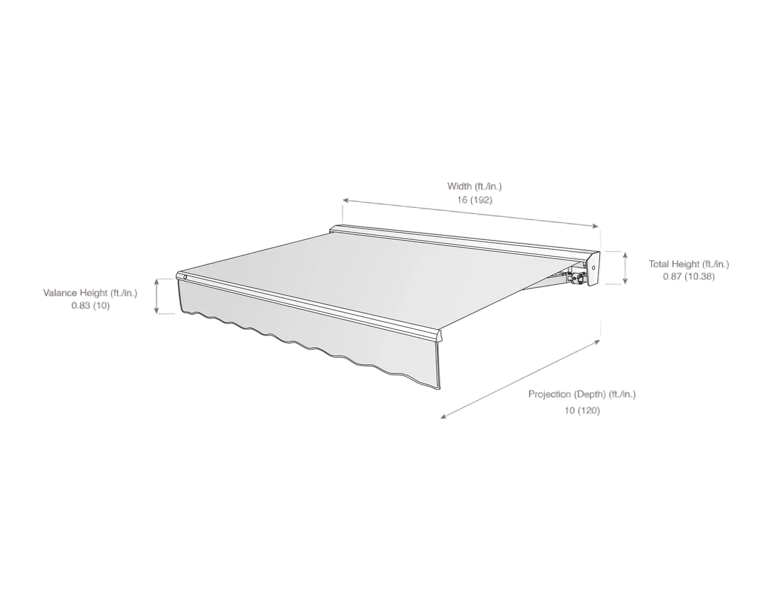 Destin 192.5" (16.38ft) Wide Fabric Awning