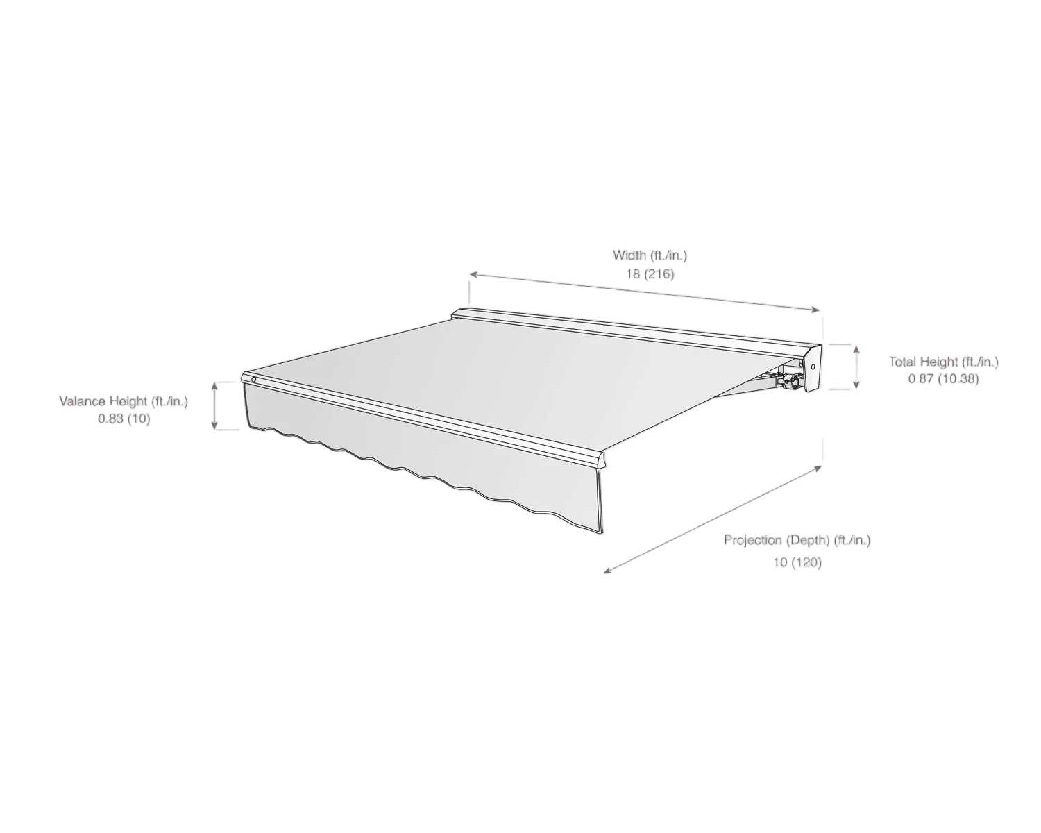 Destin 216.5" (18.38ft) Wide  Fabric Awning