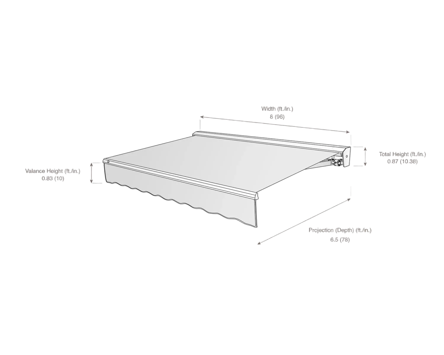 Destin 96.5" (8.38ft) Wide Fabric Awning