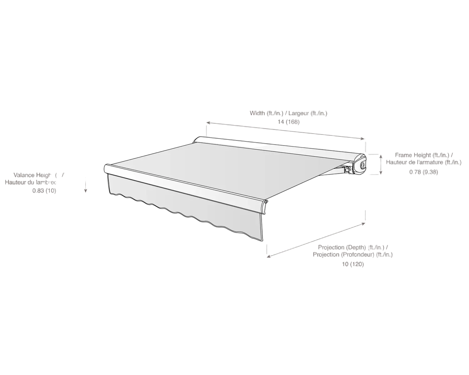 Key West 168" (14.38ft) Wide Fabric Awning