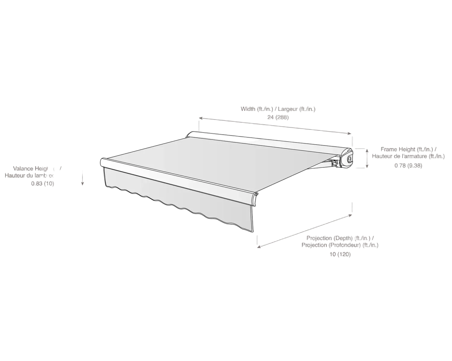 Key West 288" (24.38ft) Wide Fabric Awning
