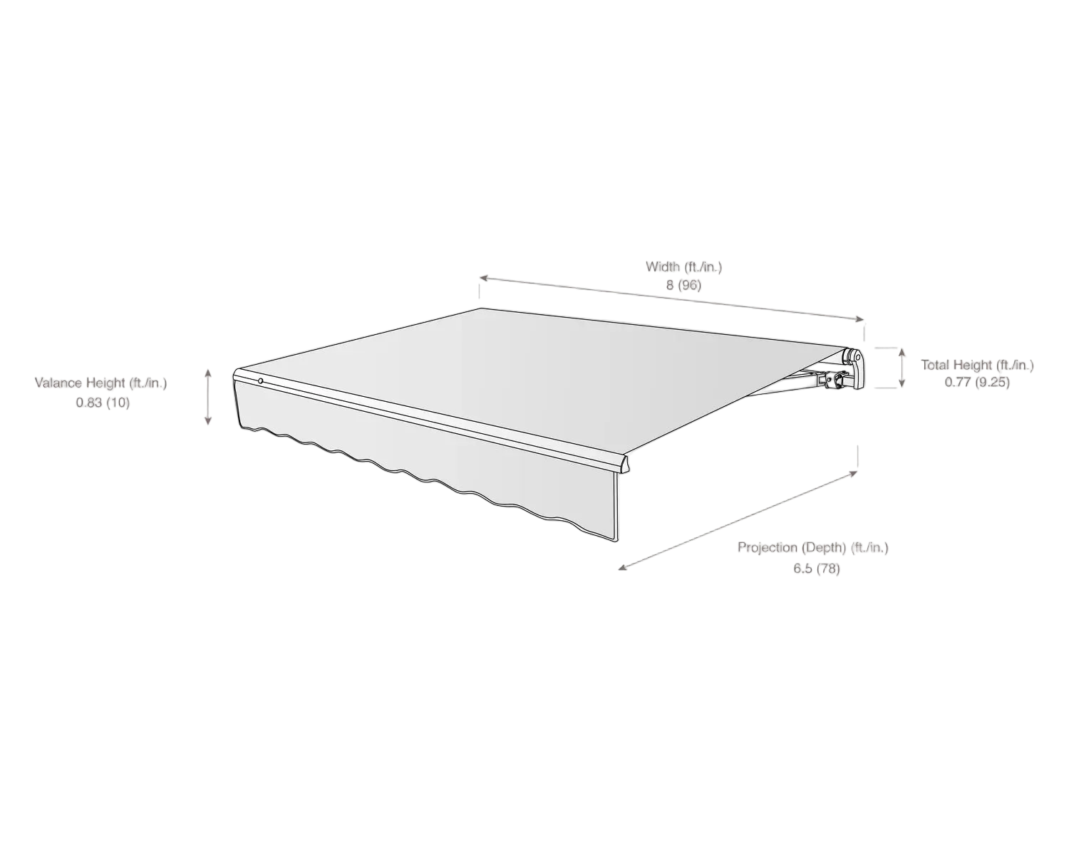 Maui 96.5" (8.38ft) Wide Fabric Awning