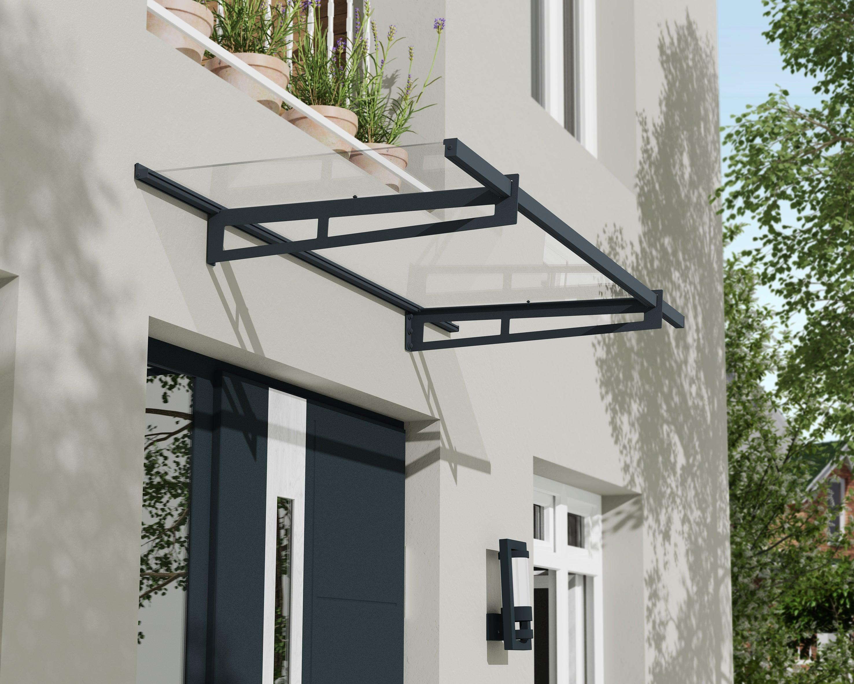カナメページ Bremen 2050 Door Awning Kit 3x7 ft | Modern Clear Door Canopy