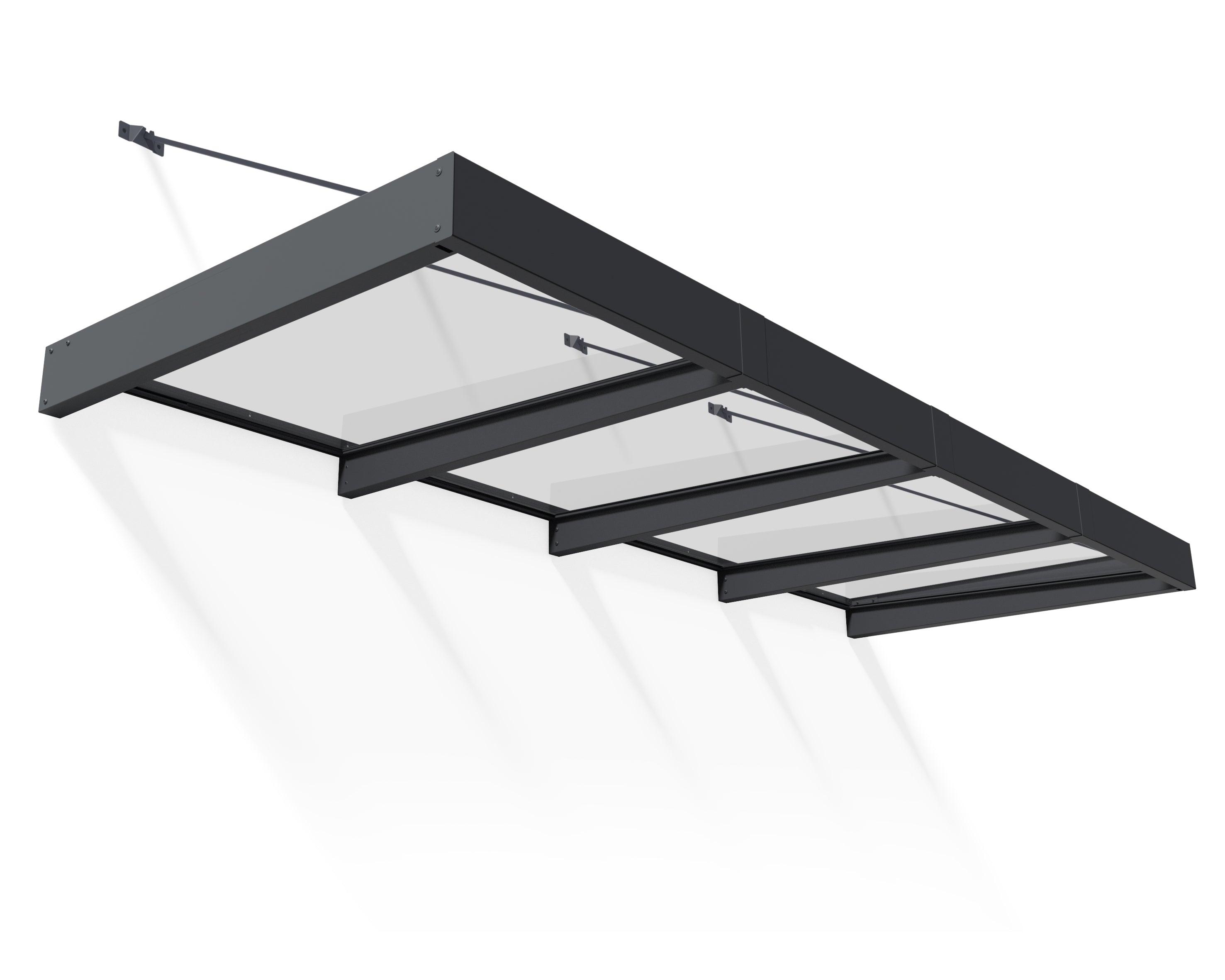Sophia XL 4000 Door Awning – Gray Aluminum & Clear Acrylic Panel