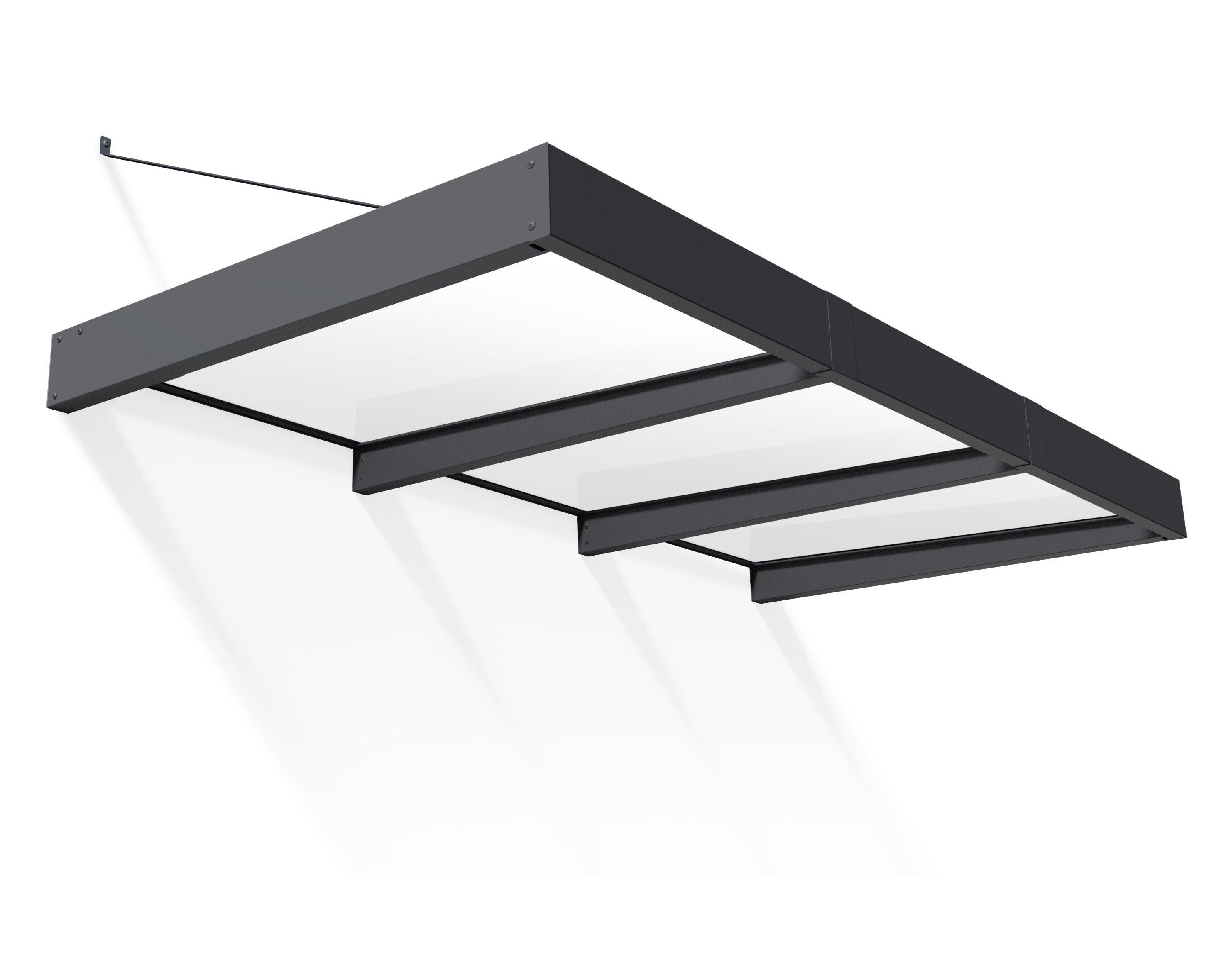 Sophia XL 4000 Door Awning – Gray Aluminum & Clear Acrylic Panel