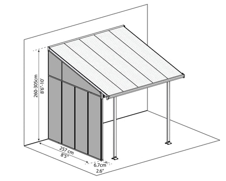 Feria 10' Patio Cover Sidewall Kit - Gray