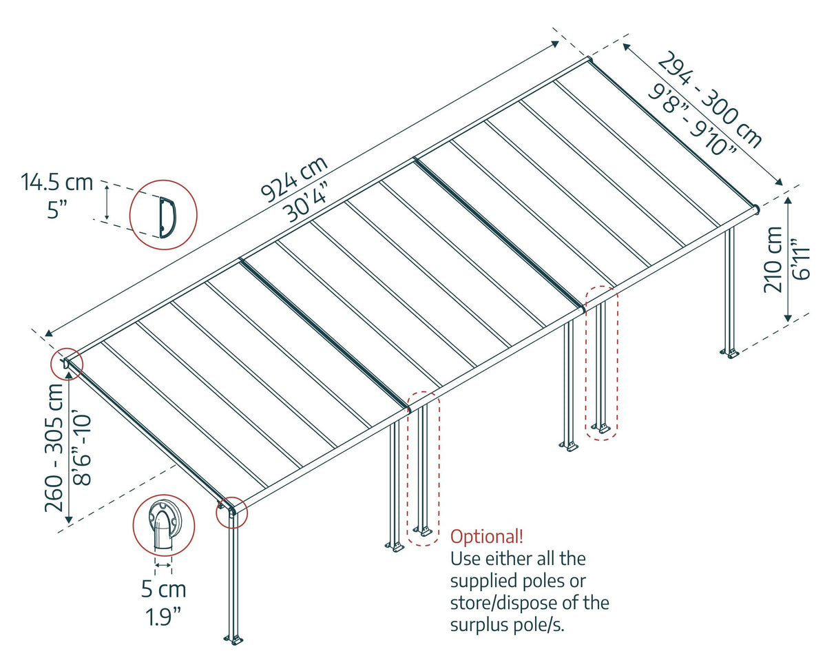 Olympia 10' x 30' Patio Cover