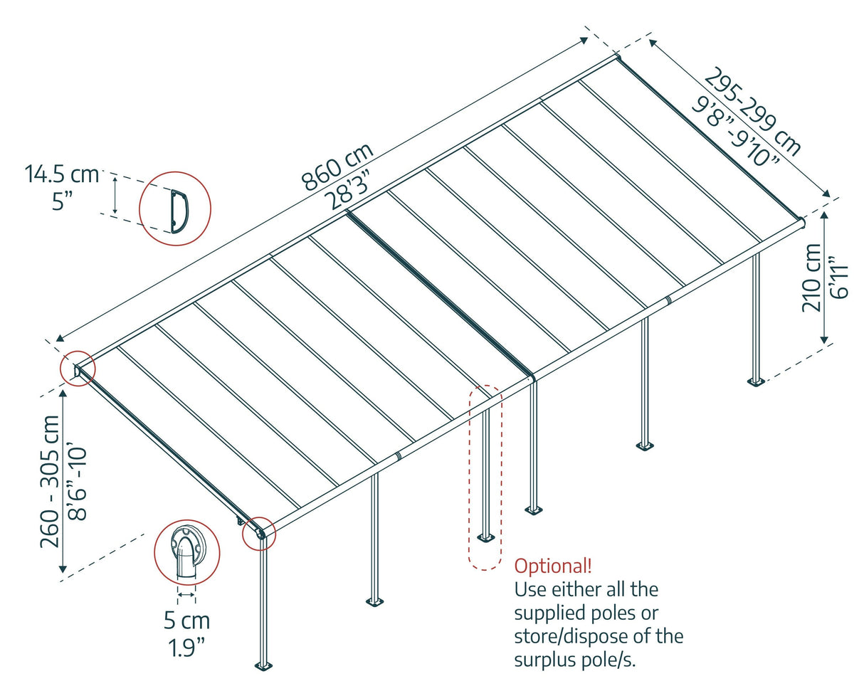 Sierra 10' x 28' Patio Cover
