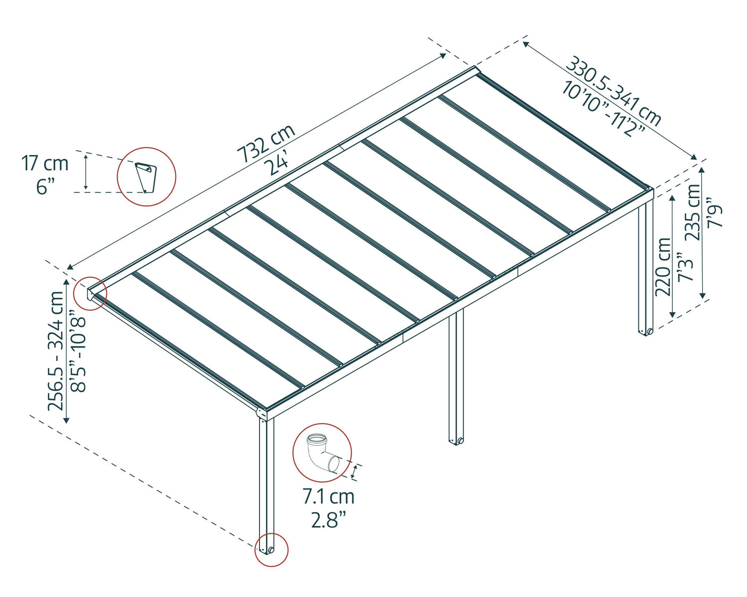 Stockholm™ 11' x 24' Patio Cover