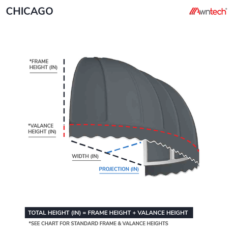 Chicago 64.5" (5.ft) Wide. Fabric Awning