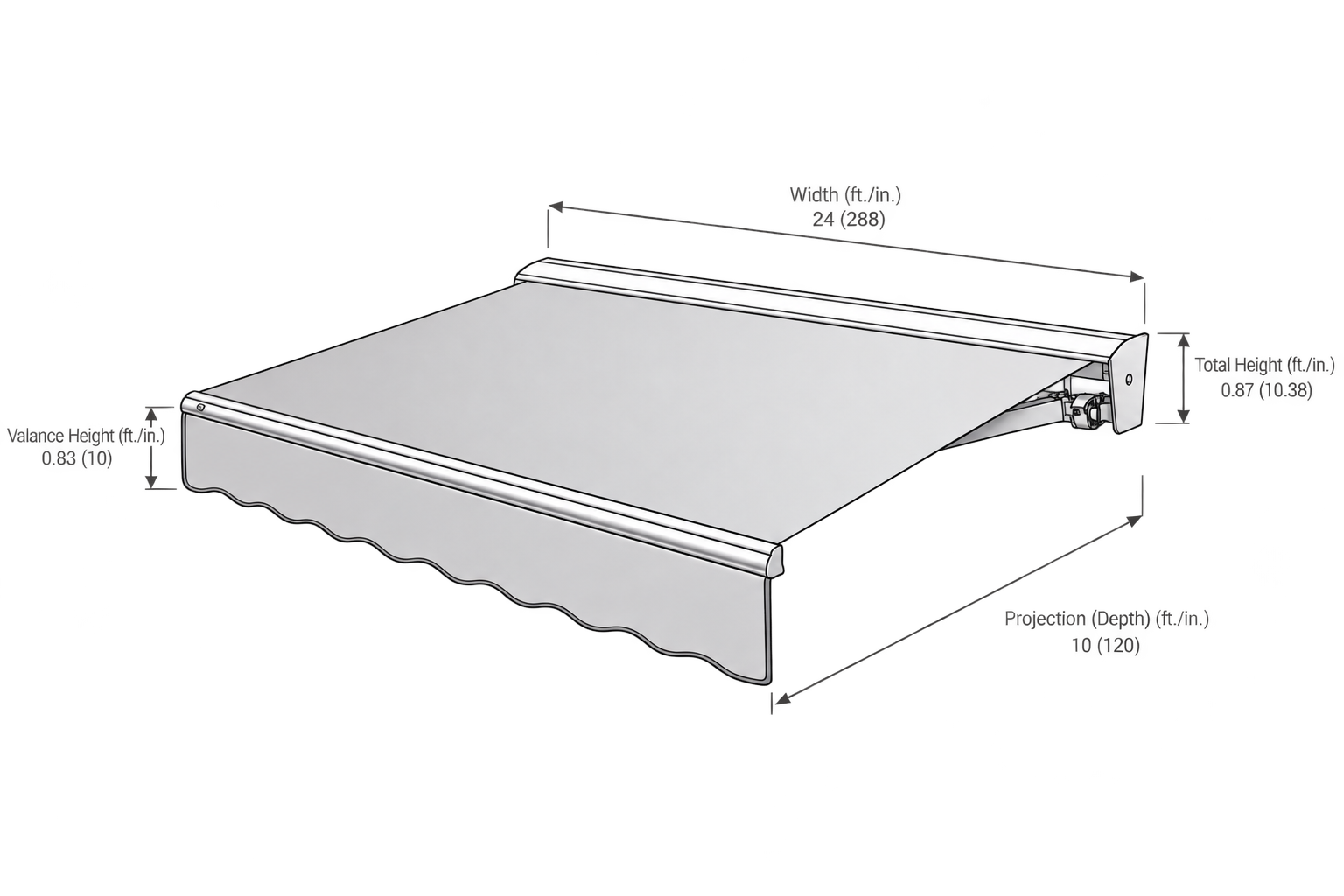 Destin 288" (24.ft) Wide  Fabric Awning