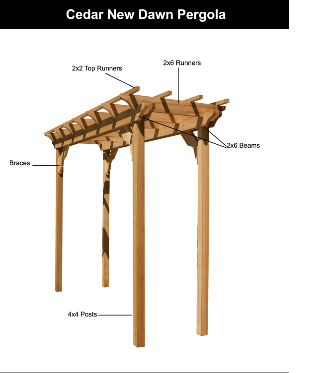 Cedar New Dawn Pergola 3ft" W x 8ft" L